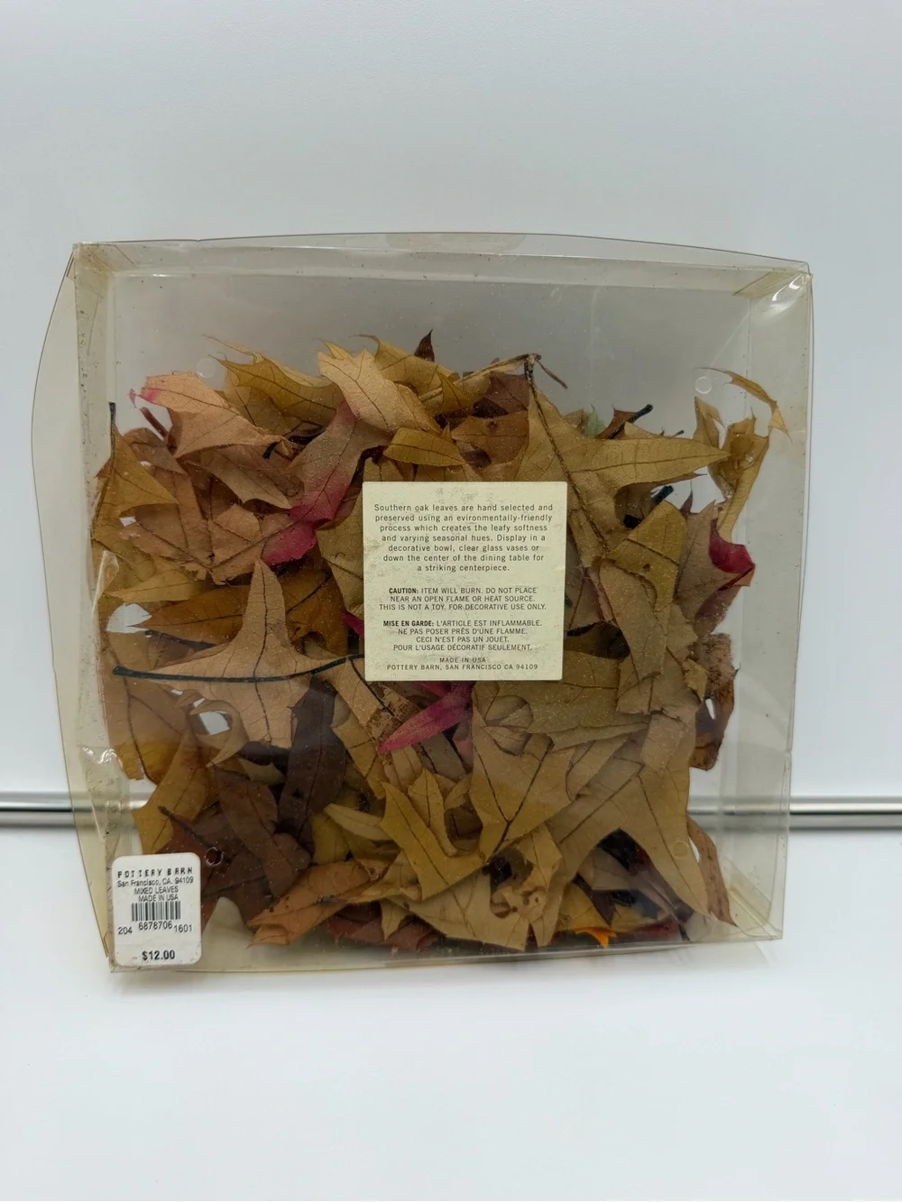 Vintage Pottery Barn Dried Fall Leaves Autumn Decor Sealed USA RARE